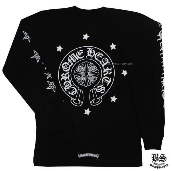2025年春夏 クロムハーツ ロングＴシャツ 偽物 ホースシュー&スター ブラック 20040204