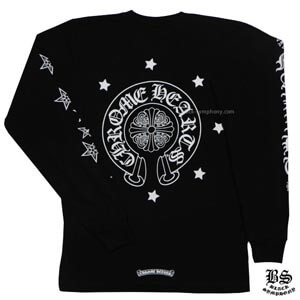 2025年春夏 クロムハーツ ロングＴシャツ 偽物 ホースシュー&スター ブラック 20040204