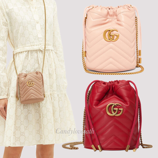 2025新作限定人気 グッチコピー∞∞ グッチ ∞∞ GG Marmont Mini leather バケットショルダー☆M82039