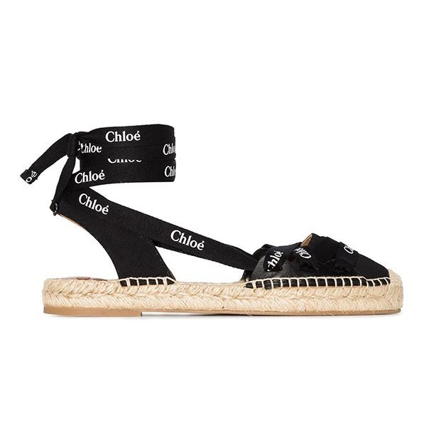 2025新作クロエ エスパドリーユフラット コピー ★LAUREN レースアップ エスパドリーユフラット BLACK、BEIGE