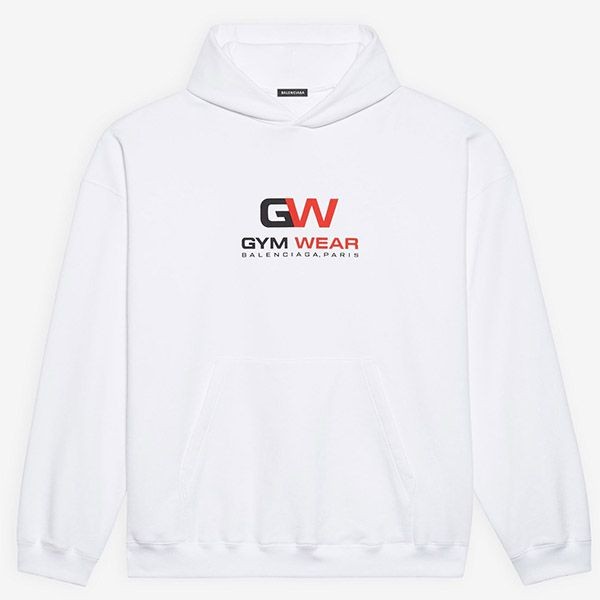 【バレンシアガ パーカー 偽物】GYM WEAR ロゴ★フーディ スウェット Black White 21092305