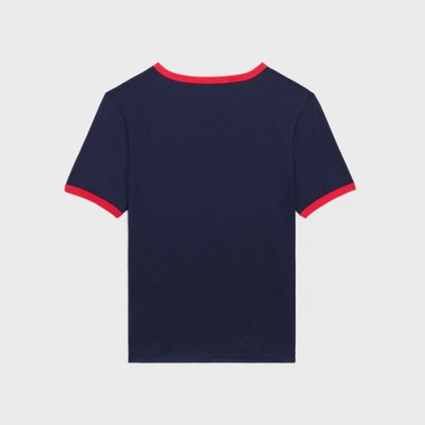 セリーヌ◆サントロペ コットンジャージーTシャツ ネイビーレッド 2X774671Q07CR