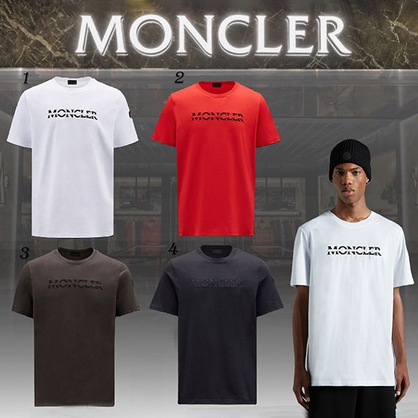 超希少!モンクレール シリコンロゴ コットン Tシャツ コピー 4色 H20918C00008829H8001
