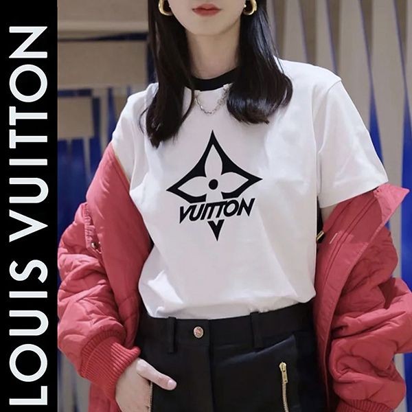 【やっぱり人気!】ルイヴィトン LVスノーフレーク半袖コットンTシャツ パロディ 1AAMSP